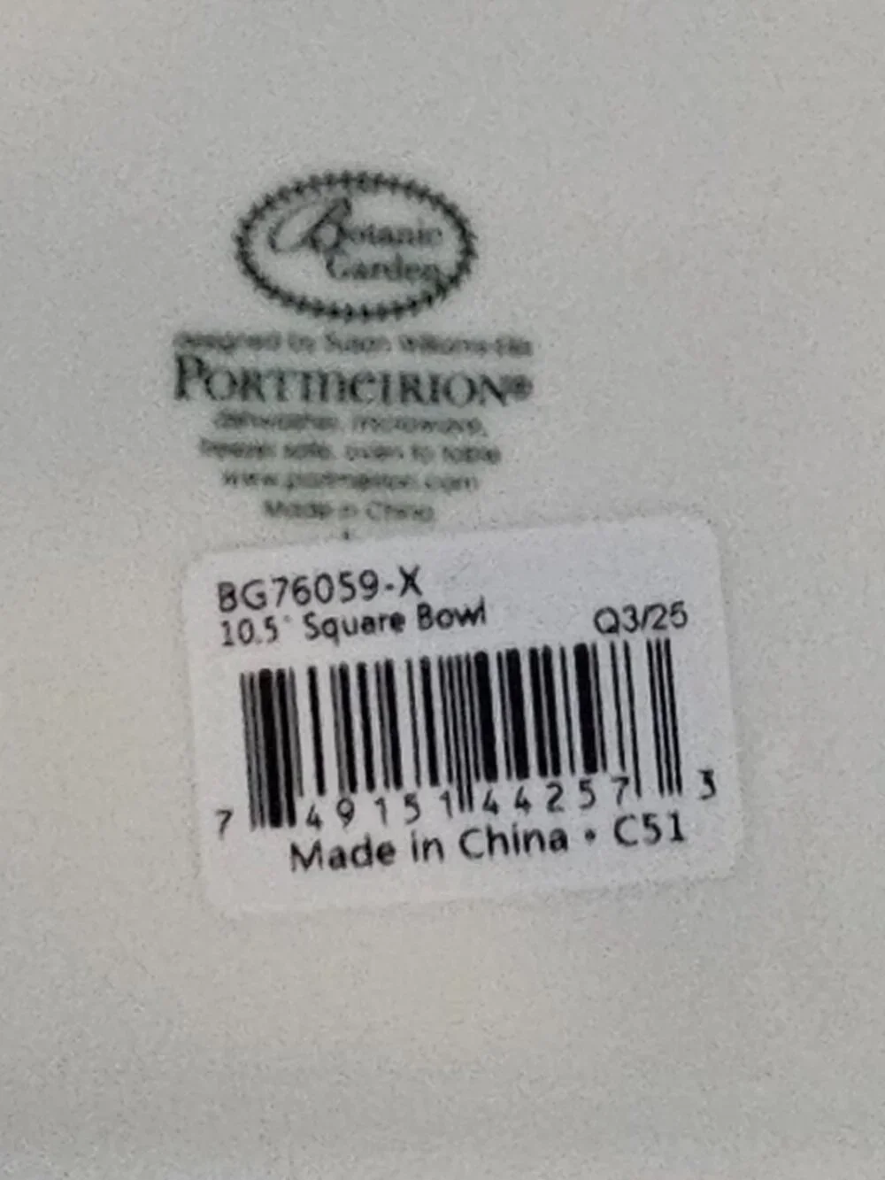 Portmeirion Botanic Garden Square Serving Bowl 10.5 inches